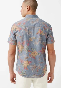 Sunil Short-Sleeve Chambray Printed Shirt, Mirage - BM23893