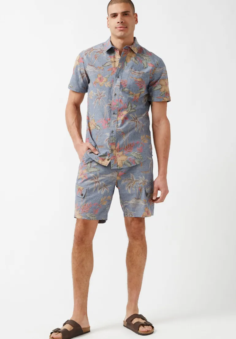Sunil Short-Sleeve Chambray Printed Shirt, Mirage - BM23893