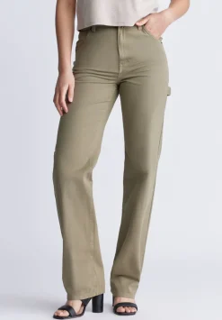 Super High-Rise Loose Straight Jane Women's Pants, Olive Green - BL15966