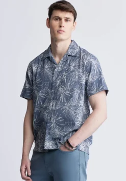 Suresh Men's Short Sleeve Camp Shirt, Mirage Blue - BM24293