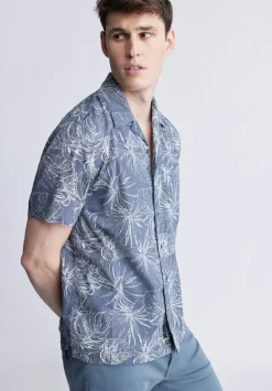 Suresh Men's Short Sleeve Camp Shirt, Mirage Blue - BM24293