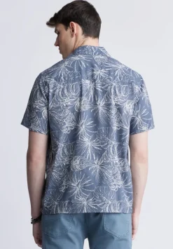 Suresh Men's Short Sleeve Camp Shirt, Mirage Blue - BM24293