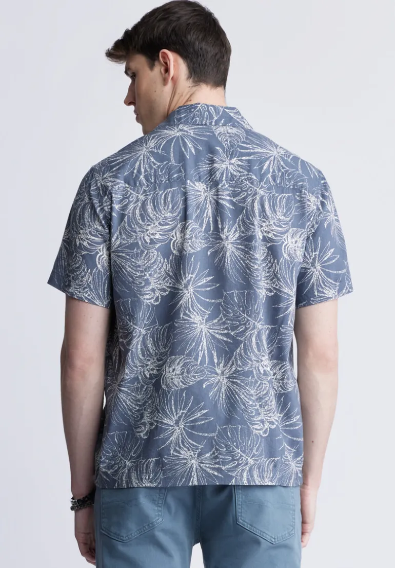 Suresh Men's Short Sleeve Camp Shirt, Mirage Blue - BM24293