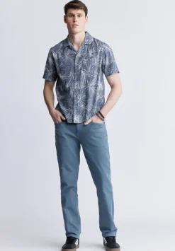 Suresh Men's Short Sleeve Camp Shirt, Mirage Blue - BM24293