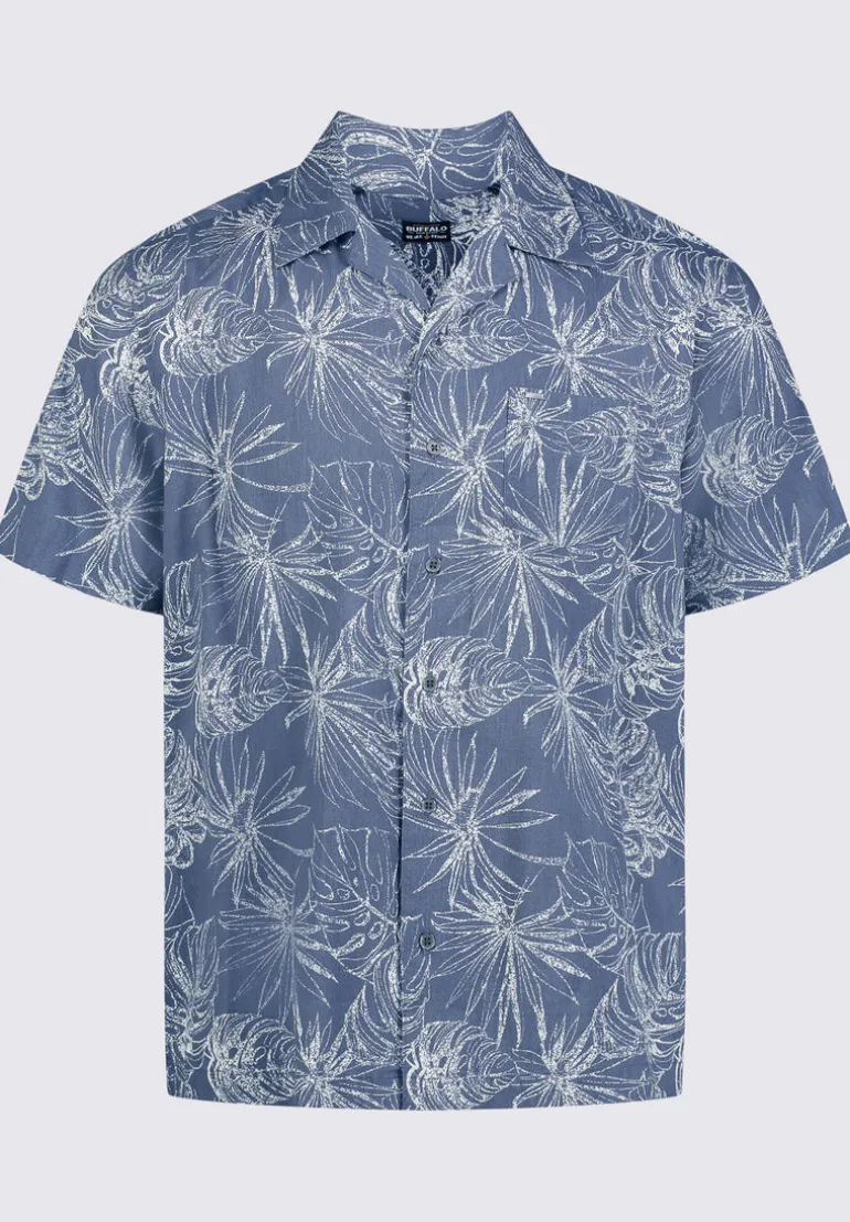 Suresh Men's Short Sleeve Camp Shirt, Mirage Blue - BM24293