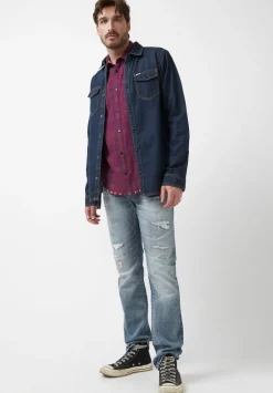 Surza Men’s Long-Sleeve Reversible Plaid Shirt, Red - BM24056