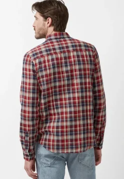 Surza Men’s Long-Sleeve Reversible Plaid Shirt, Red - BM24056