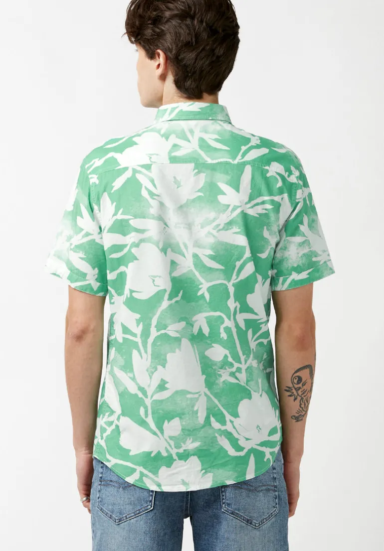 Susara Men's Collared Short Sleeves Printed Shirt, Green - BM23963