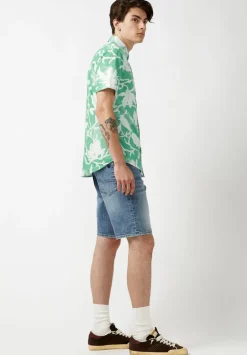 Susara Men's Collared Short Sleeves Printed Shirt, Green - BM23963