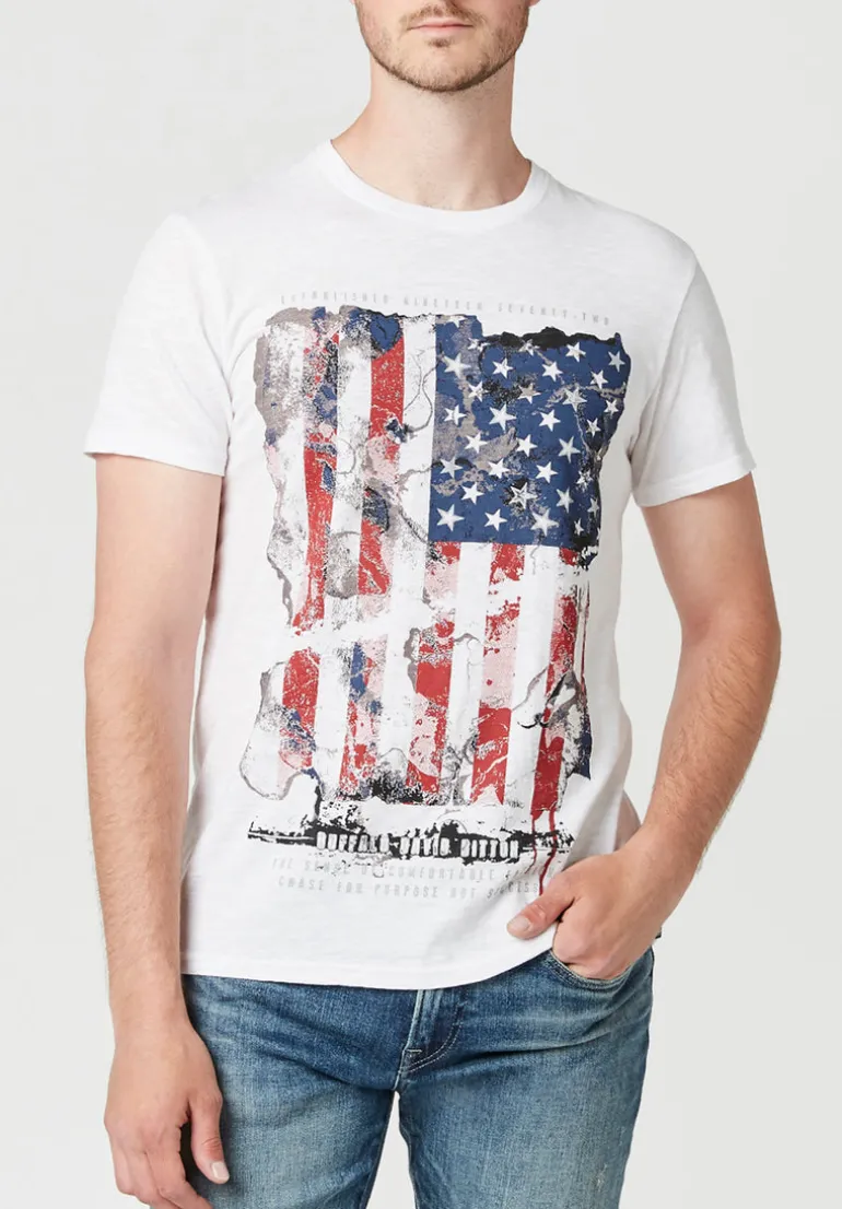 Tacio Men's Banner Wave Americana T-Shirt in White - BM23762