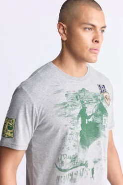 Tasher Men's Graphic Patch T-Shirt, Heather Grey - BM24509