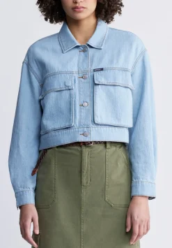 Teagan Women's Boxy Denim Jacket in Bleached Blue - BL15967