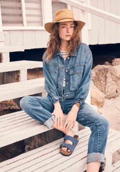 Teagan Women's Boxy Denim Jacket in Authentic Blue - BL15957