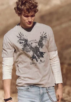 Teagle Men's Graphic T-Shirt with Eagle Print, Heather Grey - BM24647