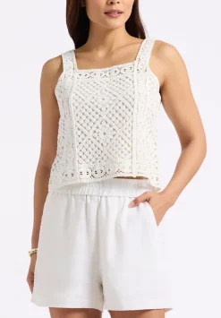 Thalassa Women's Crochet Tank Top, White - SW0121P
