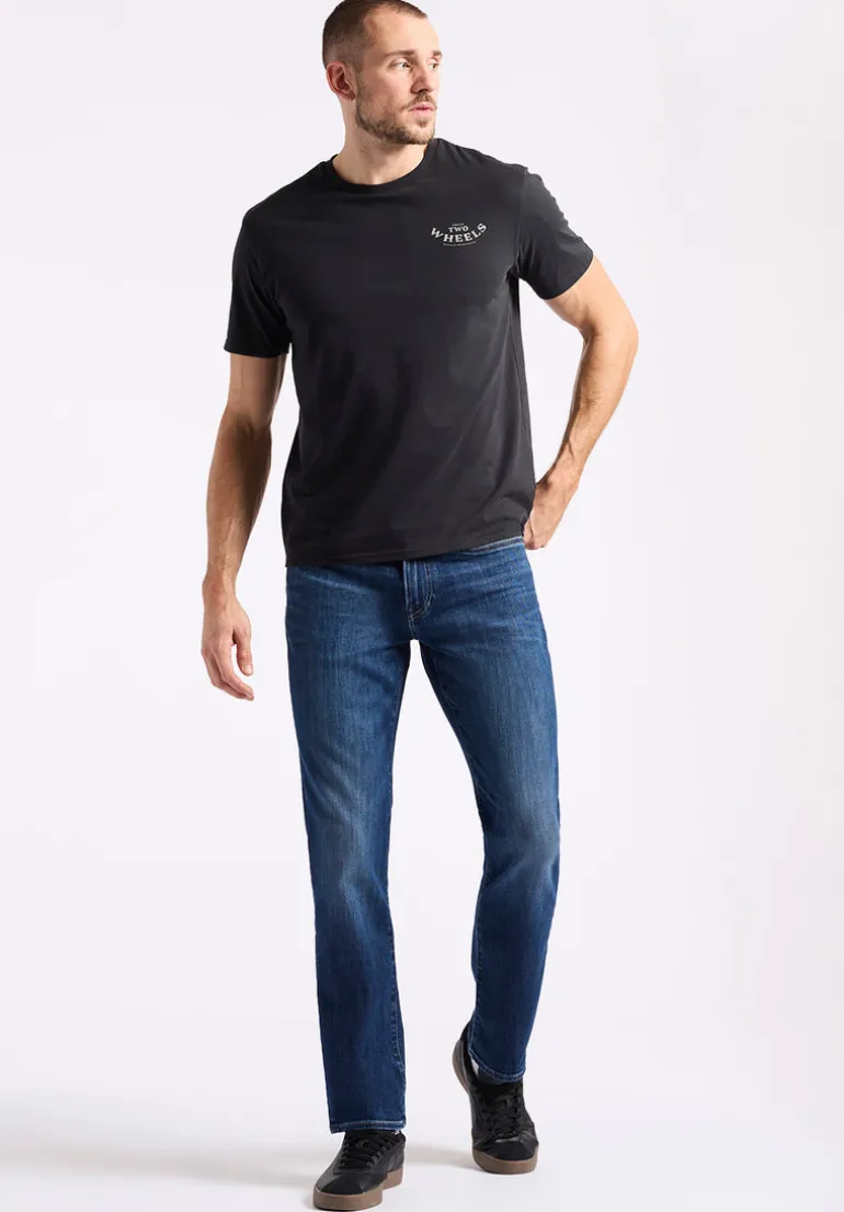 Theels Men's Graphic T-Shirt with Motorcycle Print, Black - BM24639