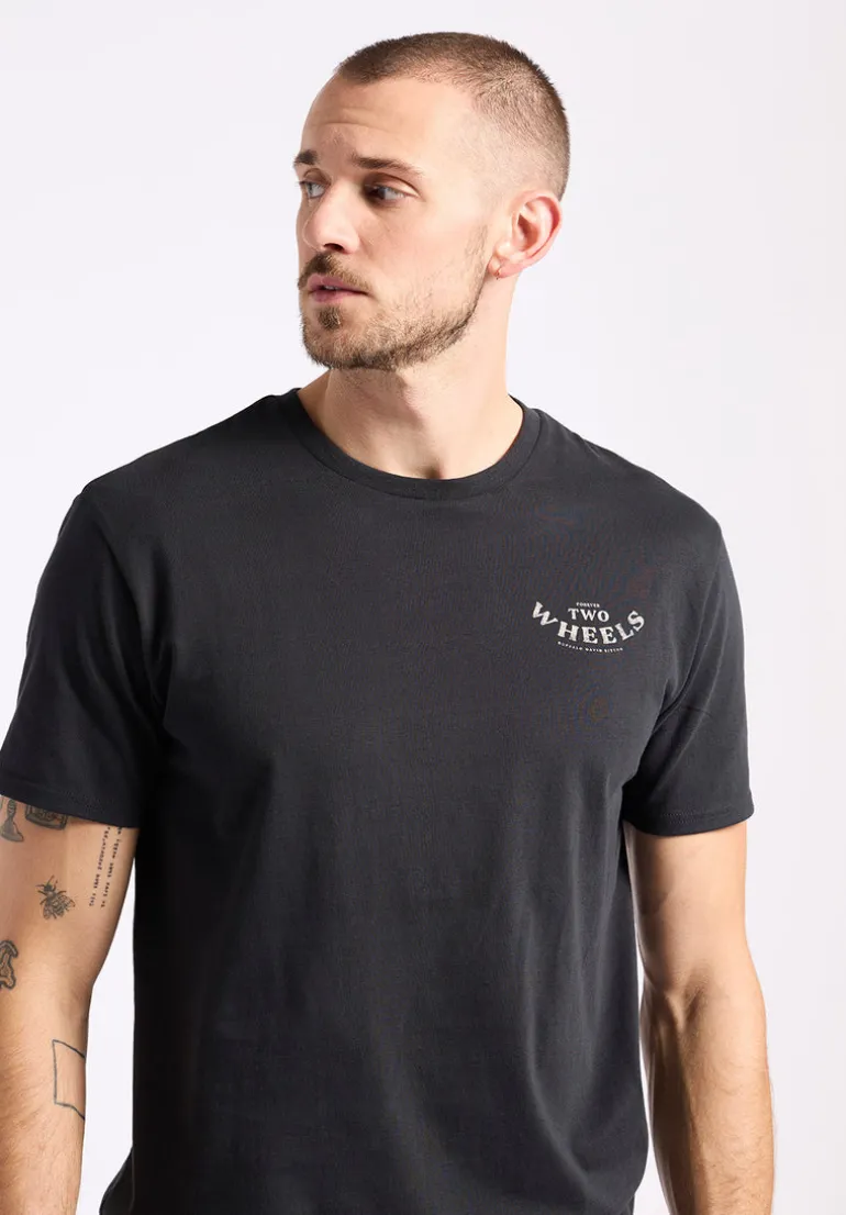 Theels Men's Graphic T-Shirt with Motorcycle Print, Black - BM24639