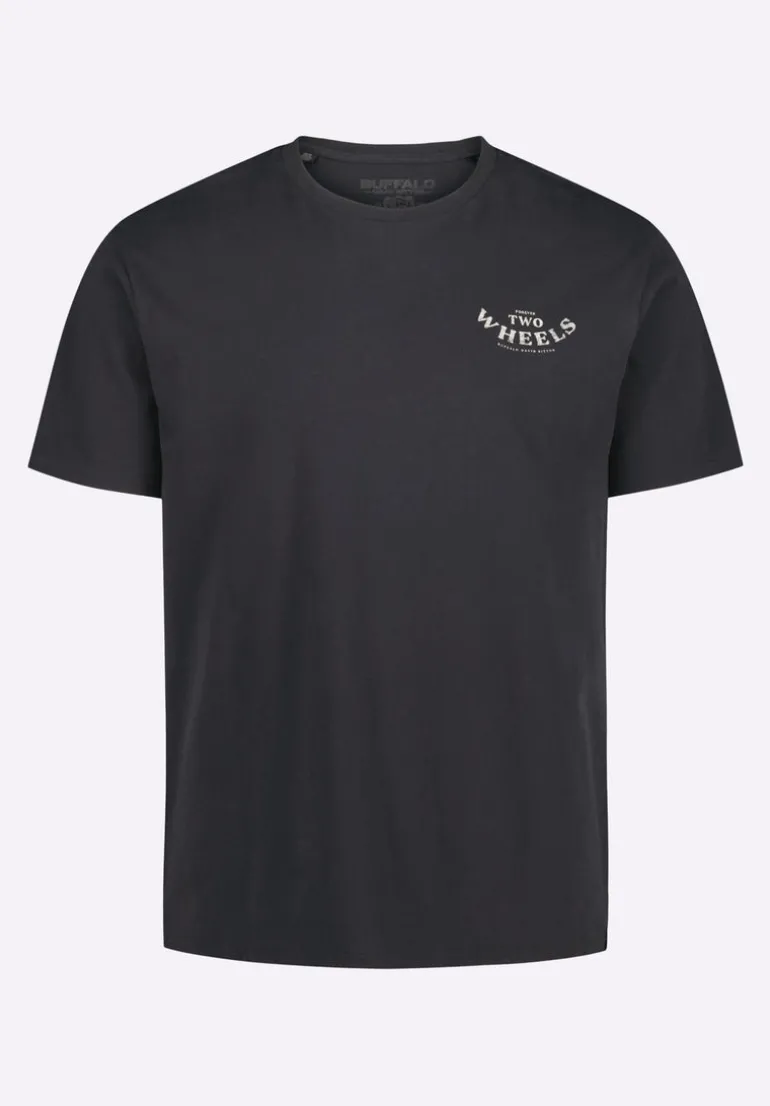 Theels Men's Graphic T-Shirt with Motorcycle Print, Black - BM24639