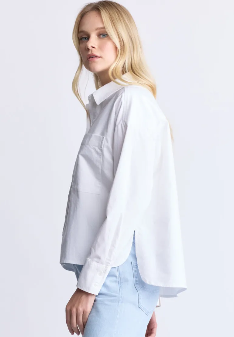 Twyla Women's Boxy Button-Up Shirt, White - WT0170H