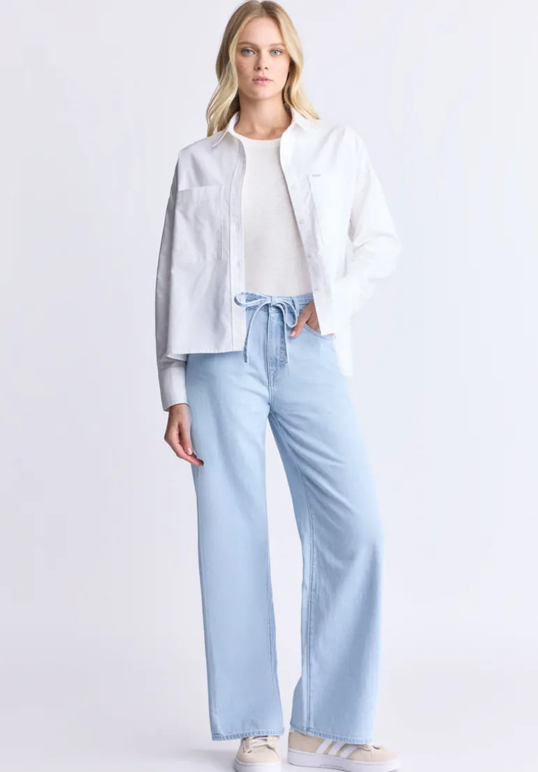 Twyla Women's Boxy Button-Up Shirt, White - WT0170H
