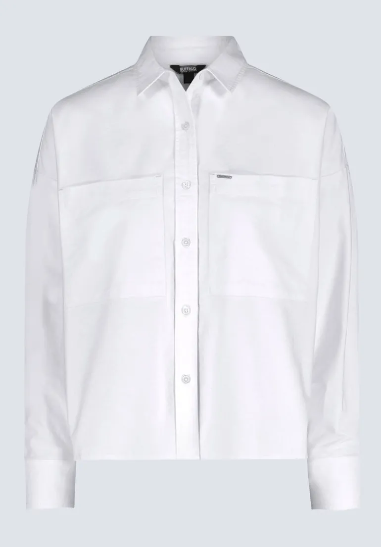 Twyla Women's Boxy Button-Up Shirt, White - WT0170H