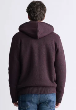 Walmick Men's Full-Zip Knit Hoodie with Sherpa Lining, Fico Red - BM24477