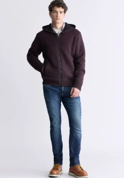 Walmick Men's Full-Zip Knit Hoodie with Sherpa Lining, Fico Red - BM24477