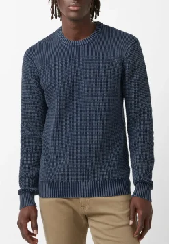 Washy Men's Textured Knit Crewneck Sweater, Whale - BM24184