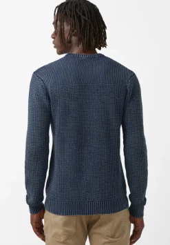 Washy Men's Textured Knit Crewneck Sweater, Whale - BM24184