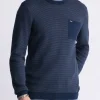 William Men's Striped Knit Pullover, Midnight Blue - BM24420
