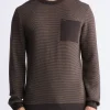 William Men's Striped Knit Pullover, Chocolate - BM24420