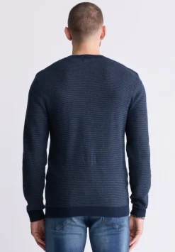 William Men's Striped Knit Pullover, Midnight Blue - BM24420