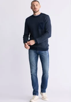 William Men's Striped Knit Pullover, Midnight Blue - BM24420