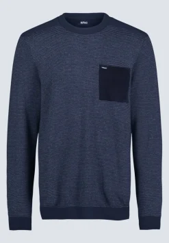 William Men's Striped Knit Pullover, Midnight Blue - BM24420
