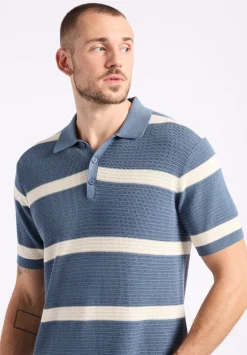 Winder Men's Short-Sleeve Striped Sweater Polo, Mirage Blue - BM24549