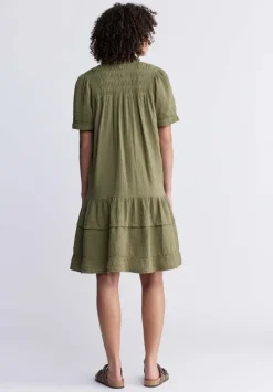 Zinnia Women's Ruffled Dress in Olive Green - WD0033P