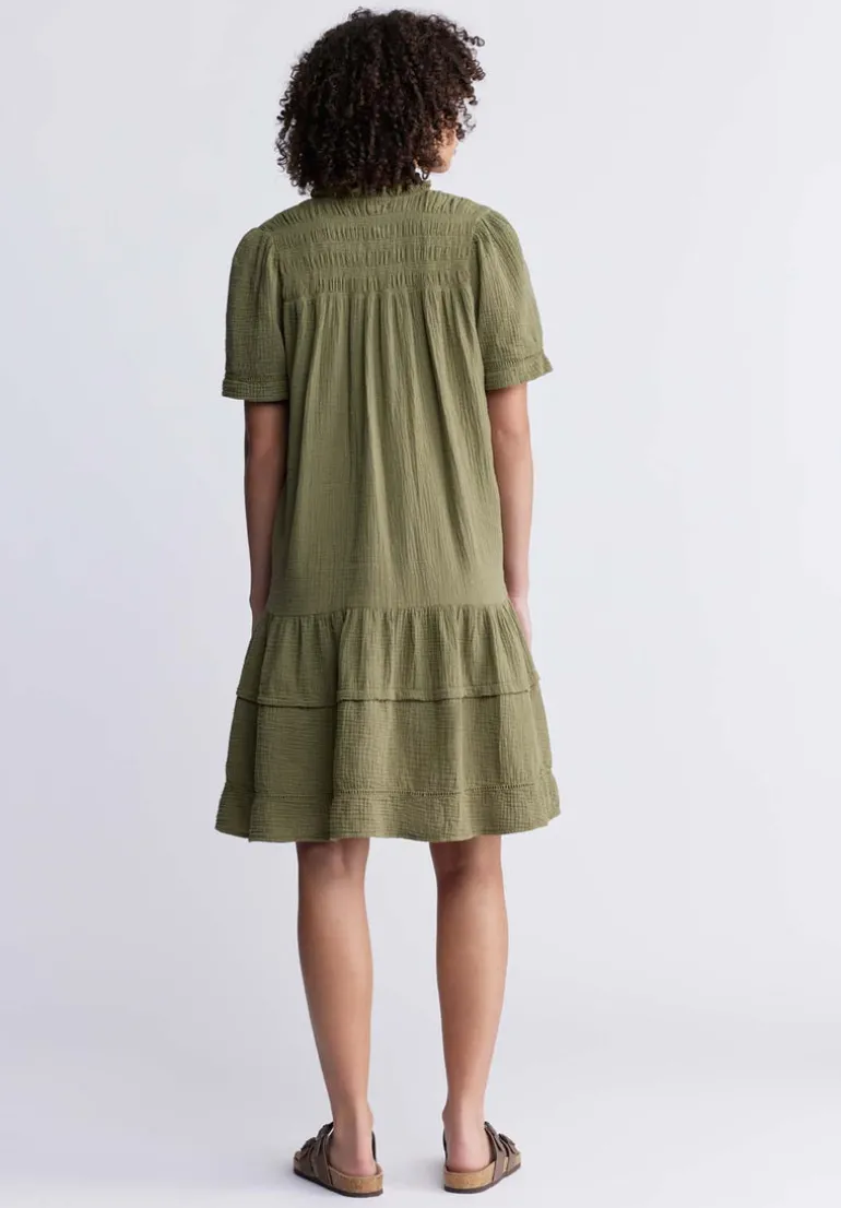 Zinnia Women's Ruffled Dress in Olive Green - WD0033P