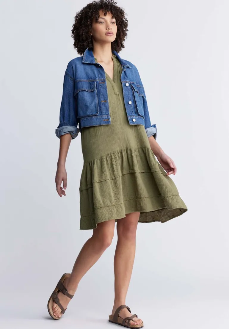 Zinnia Women's Ruffled Dress in Olive Green - WD0033P
