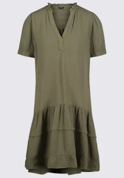 Zinnia Women's Ruffled Dress in Olive Green - WD0033P