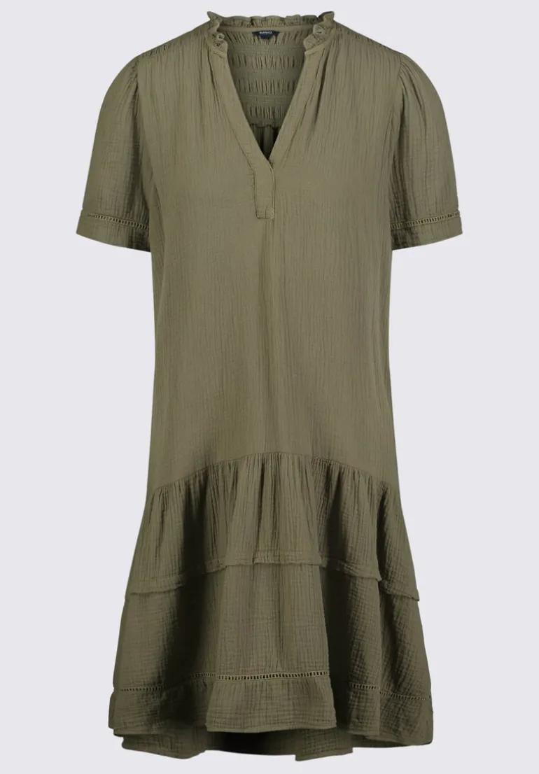Zinnia Women's Ruffled Dress in Olive Green - WD0033P